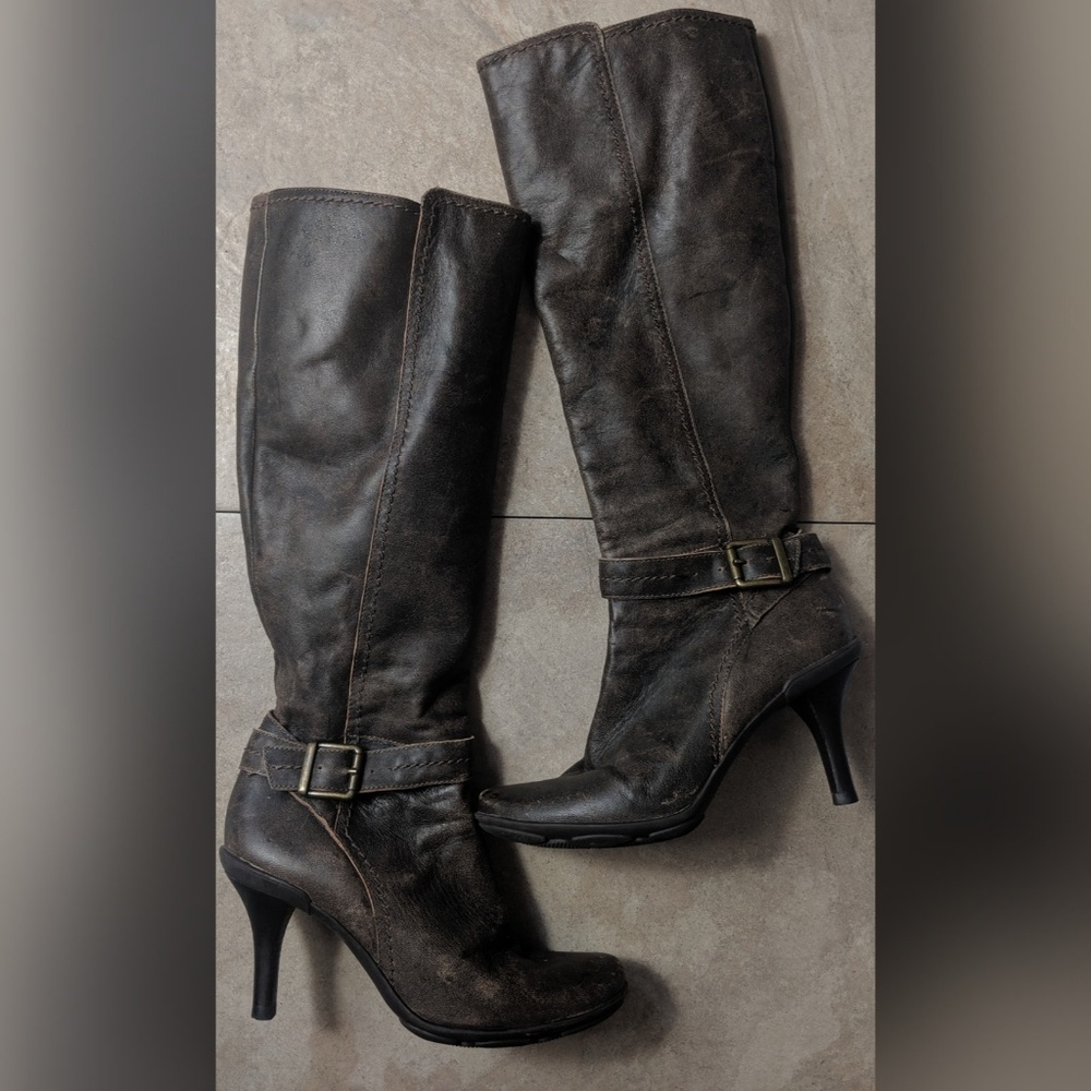 Gianni Bini Kool It Distressed Leather Tall Boots